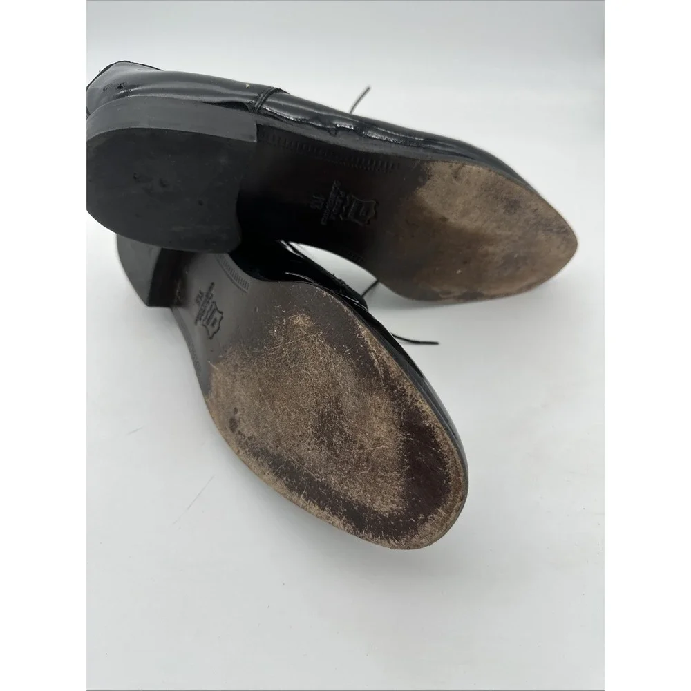 Vito Rufolo Shoes Mens 11.5 Black Patent Leather Lace Up Oxfords Made in Romania